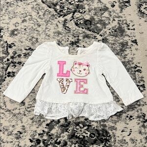 Charming White and Pink Kids Long Sleeve Top